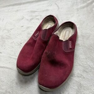 Skechers Go Walk Joy Burgundy Suede Faux Fur Lined Mules Goga Max Womens Shoes